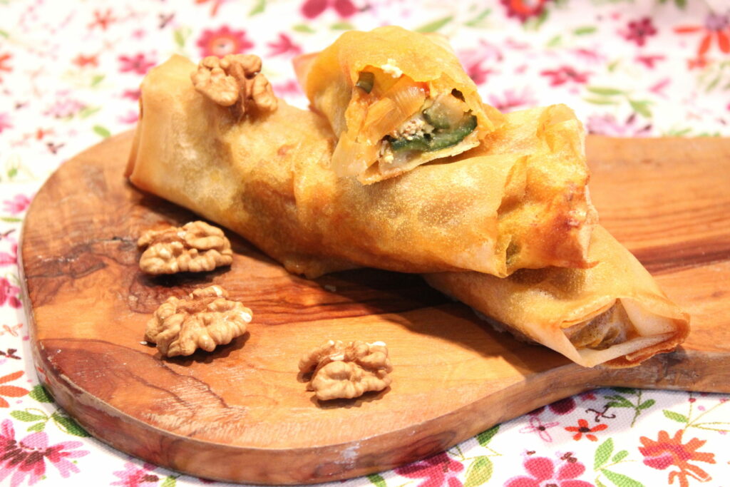 Nems en feuilles de brick courgette-chèvre-noix – Eva Cuisine